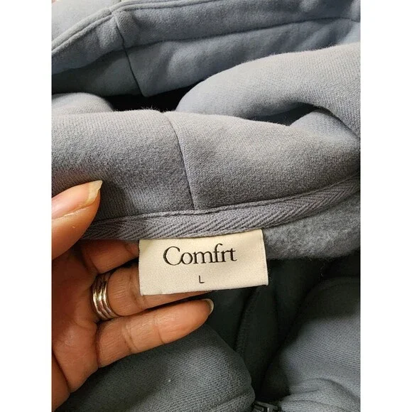 Comfrt Cloud Zip Hoodie Unisex Large Blue Willow Full Zip Oversized - Picture 8 of 9